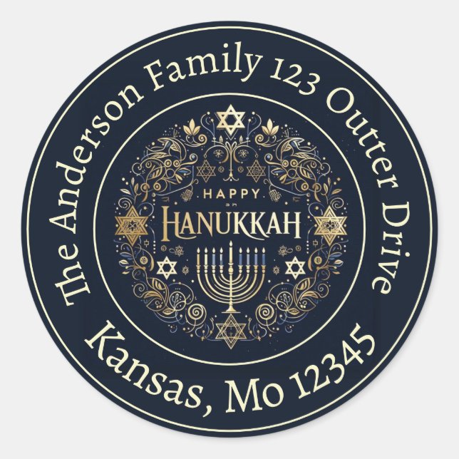 Happy Hanukkah Personalized Address Label (Front)