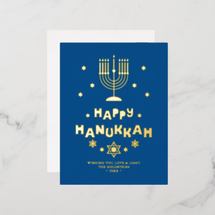 "Happy Hanukkah" personalized Foil Holiday Postcard