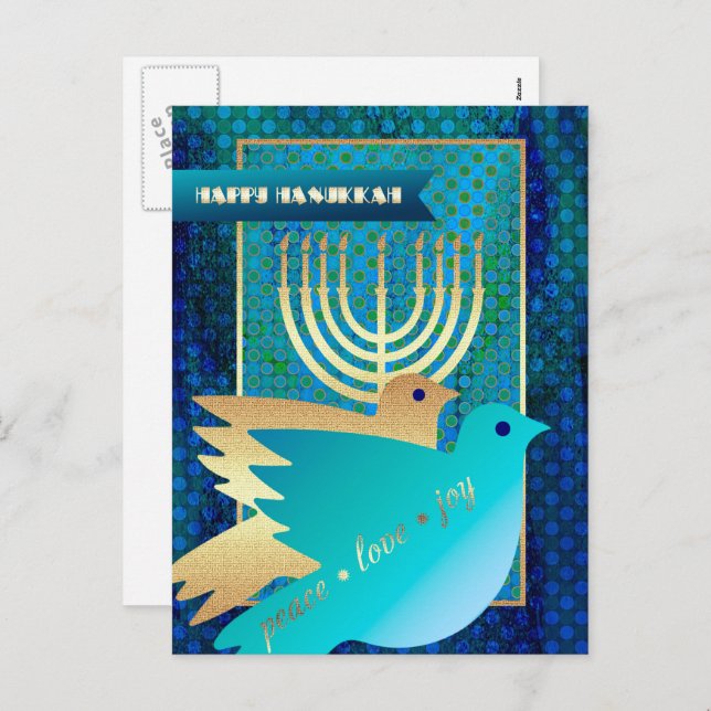 Happy Hanukkah. Personalized Hanukkah Postcards (Front/Back)