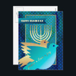 Happy Hanukkah. Personalized Hanukkah Postcards<br><div class="desc">Happy Hanukkah. Elegant Festive Menorah and Peace Doves Design with gold foil embellishments postcards. Matching cards and gifts available in the Jewish Holidays / Hanukkah Category of our store.</div>