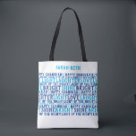 HAPPY HANUKKAH Personalized Holiday Wishes  Tote B Bag<br><div class="desc">Our HAPPY HANUKKAH Holiday Wishes Tote says it all (really) ! This practical bag is a fantastic way to share your good wishes for a Happy Chanukah. A great gift that is sure make people smile. Includes LOVE LIGHT LAUGHTER. I have a little dreidel, Shine Bright, and Light up the...</div>