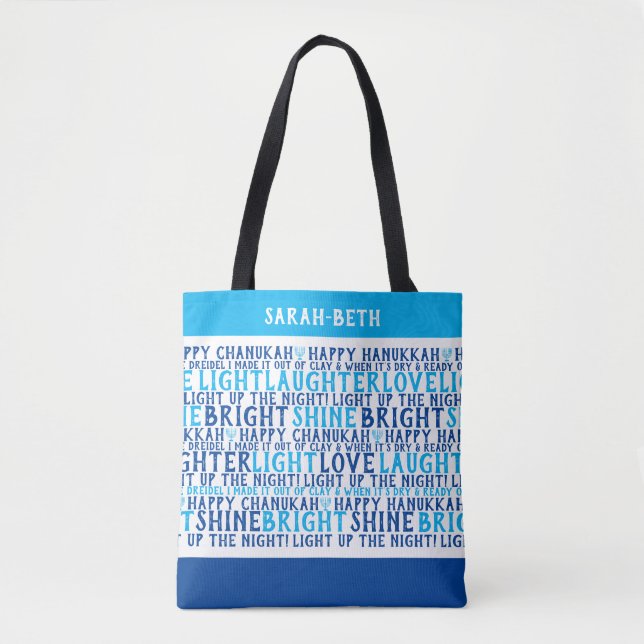 HAPPY HANUKKAH Personalized Holiday Wishes  Tote Bag (Front)