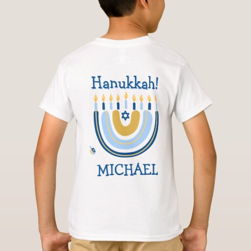 Happy Hanukkah  Personalized Menorah Rainbow T_Shirt