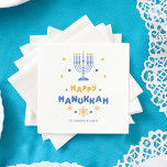 "Happy Hanukkah"  Personalized  Napkins<br><div class="desc">Festive personalized Happy Hanukkah design.</div>