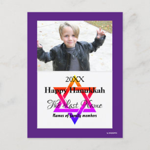 Happy Hanukkah Photo Postcard in Purple  - HAMbWG