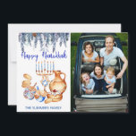 Happy Hanukkah Photo Template Menorah Pine Drop<br><div class="desc">This design may be personalized in the area provided by changing the photo and/or text. Or it can be customized by clicking Personalize this Template and then choosing the click to customize further option and delete or change the color of the background, add text, change the text color or style,...</div>