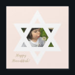 Happy Hanukkah Pink Cute One Photo<br><div class="desc">Elegant Light pink background. Personalize it with a favorite photo,  and customize it with a personal message and signoff.</div>