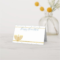 Happy Hanukkah Place Cards Menorah &amp; Star of David
