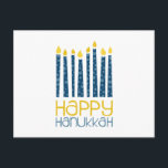Happy Hanukkah Postcard<br><div class="desc">These Hanukkah candles will make your decor perfect.  Perfect on towels or placemats.</div>