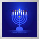 Happy Hanukkah Poster<br><div class="desc">Happy Hanukkah with menorah and candles poster</div>