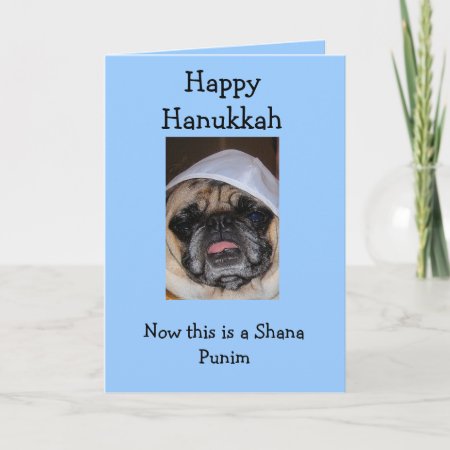 Happy Hanukkah Pug Card