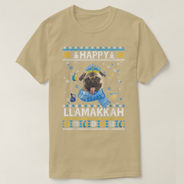 Happy Hanukkah Pug Hanukkah Ugly Sweater Christmas (Design Front)