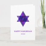 Happy Hanukkah Purple Star of David Non-Photo Holiday Card<br><div class="desc">Wish friends and family "Happy Hanukkah" with this whimsical purple multicolored Star of David.  The year is editable with more editable text inside.  Click "customize it" to change fonts,  move text,  color or resize</div>