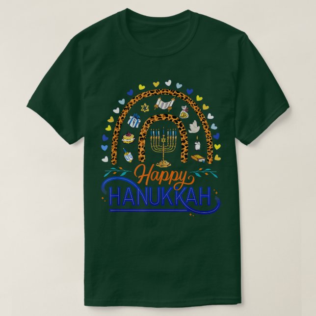 Happy HANUKKAH Rainbow - Menorah Jewish Holiday He T-Shirt (Design Front)