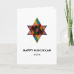 Happy Hanukkah Rainbow Star of David Non Photo Holiday Card<br><div class="desc">Wish friends and family "Happy Hanukkah" with this whimsical multicolored Star of David.  The year is editable with more editable text inside.  Click "customize it" to change fonts,  move text,  color or resize</div>