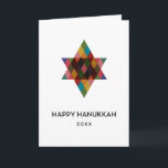 Happy Hanukkah Rainbow Star of David Non Photo Holiday Card<br><div class="desc">Wish friends and family "Happy Hanukkah" with this whimsical multicolored Star of David.  The year is editable with more editable text inside.  Click "customize it" to change fonts,  move text,  color or resize</div>