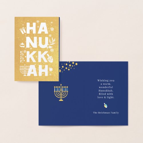 Happy Hanukkah Real  Foil Card