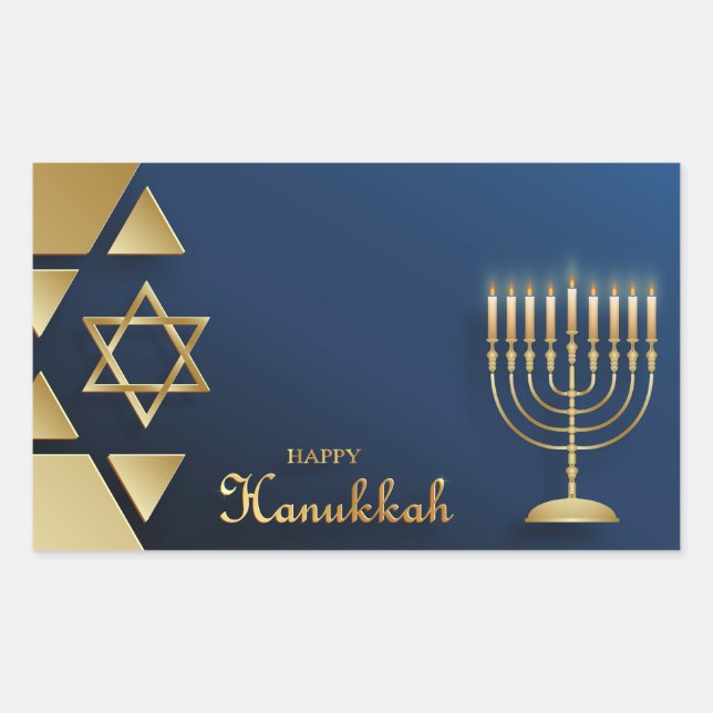 Happy Hanukkah Rectangular Sticker (Front)