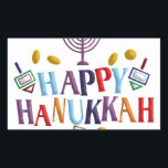 Happy Hanukkah Rectangular Sticker<br><div class="desc">Customize it with your own design,  or any of ours.</div>