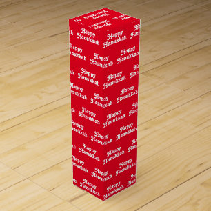 "Happy Hanukkah" red white Holiday Gift Wine Box