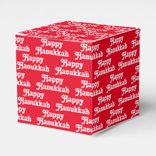 Happy Hanukkah red white modern typography pattern Favor Boxes