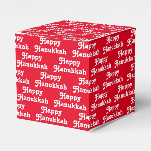 Happy Hanukkah red white modern typography pattern Favor Boxes (Front Side)