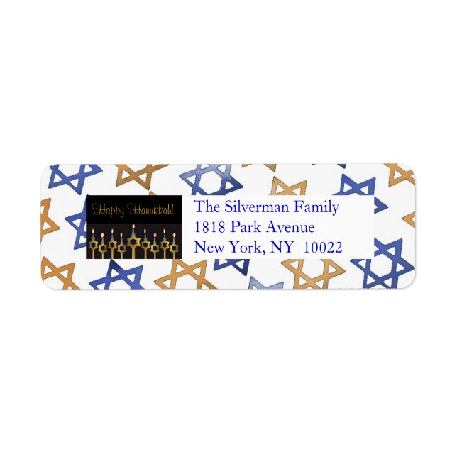 Happy Hanukkah! Return Address Label Template (Front)