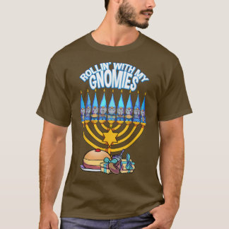 Happy Hanukkah Rollin With My Gnomies Jewish Xmas T-Shirt