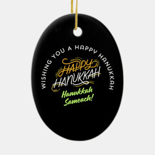 Happy Hanukkah Sameach! Ceramic Ornament