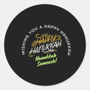 Happy Hanukkah Sameach! Classic Round Sticker