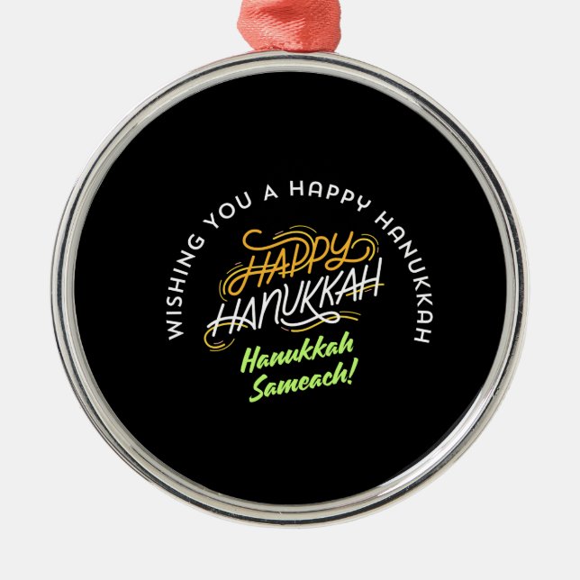 Happy Hanukkah Sameach! Metal Ornament (Front)