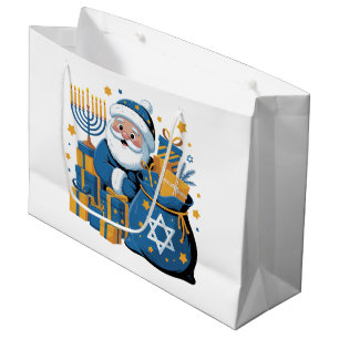 Happy Hanukkah Santa Large Gift Bag