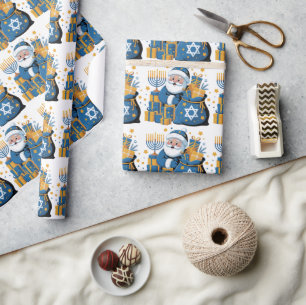 Happy Hanukkah Santa Wrapping Paper