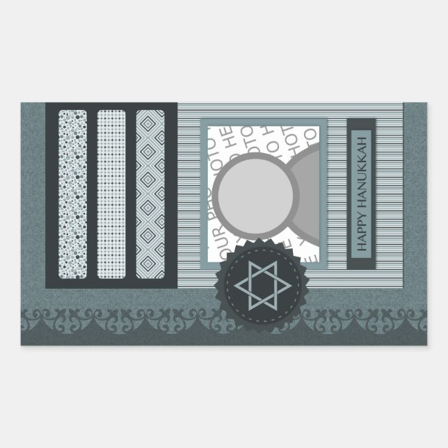 happy hanukkah (scrapbook) rectangular sticker (Front)