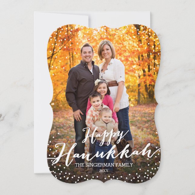 Happy Hanukkah Script Photo Card (Front)