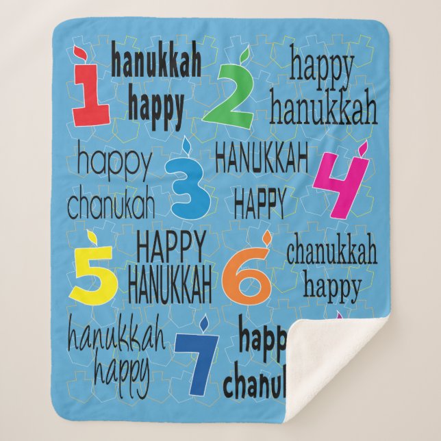 Happy Hanukkah Sherpa Dreidels Blanket/Medium Blanket (Front)