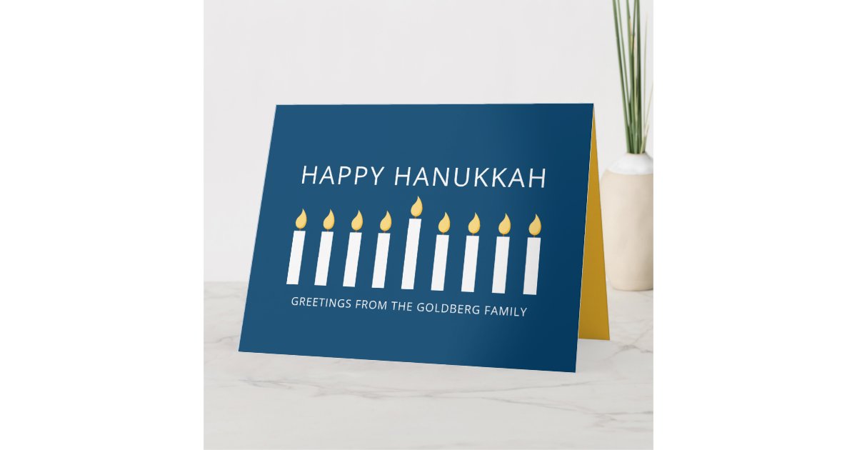 Happy Hanukkah | Simple and Modern Candle Greeting Card | Zazzle