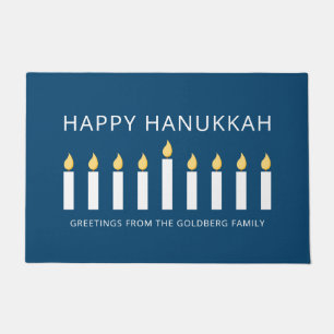 Happy Hanukkah Simple and Modern Candle Greeting Doormat