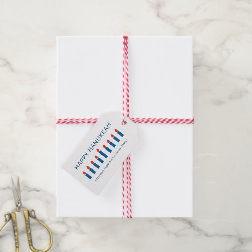 Happy Hanukkah  Simple and Modern Candle Greeting Gift Tags