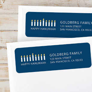 Happy Hanukkah   Simple and Modern Candle Greeting Label