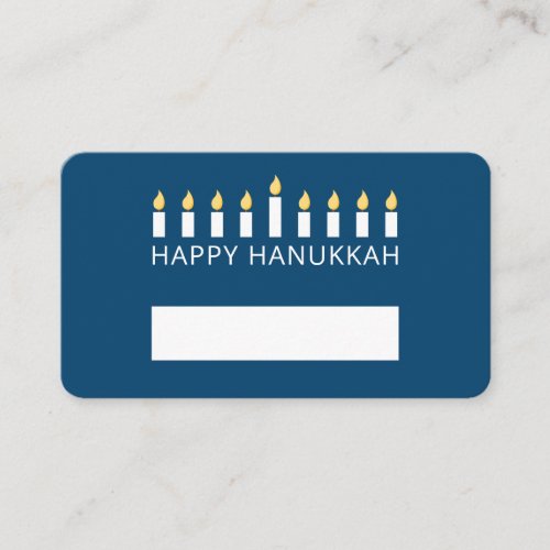 Happy Hanukkah  Simple and Modern Candle Greeting Place Card