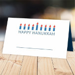 Happy Hanukkah | Simple and Modern Candle Greeting Place Card<br><div class="desc">This is a simple,  minimalist and modern design of the Menorah or temple candlesticks.</div>