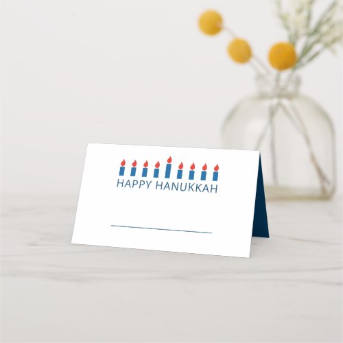 Happy Hanukkah  Simple and Modern Candle Greeting Place Card