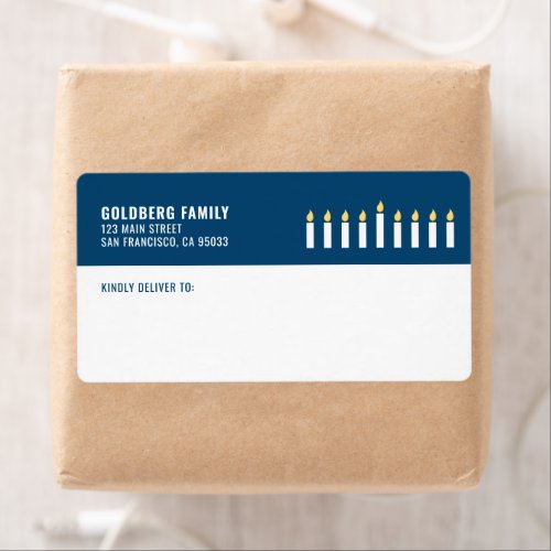 Happy Hanukkah  Simple and Modern Candle Shipping Label