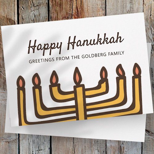 Happy Hanukkah Simple and Modern Menorah Greeting Holiday Card