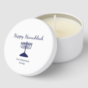 Happy Hanukkah Simple Blue Menorah Mini Candle Favors