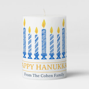 Happy Hanukkah Simple Elegant Candle