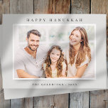 Happy Hanukkah Simple Elegant Custom Family Photo Holiday Card<br><div class="desc">Design is composed of simple background with playful typography. Add your family name,  greeting,  photos and year</div>