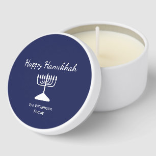 Happy Hanukkah Simple Menorah Blue Mini Candle Favors