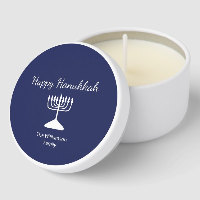 Happy Hanukkah Simple Menorah Blue Mini Candle Favors (Corner)